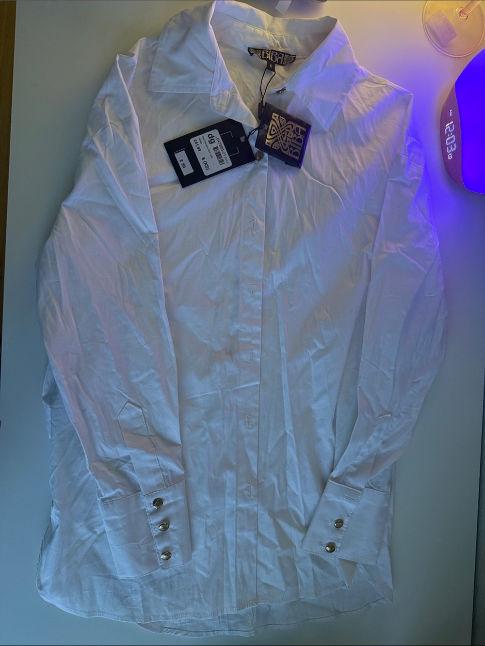 White women’s Button-Up Dress Shirt - Classic Collar